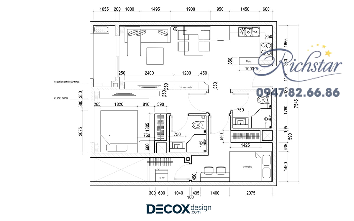 Thiết kế nội thất căn hộ Richstar 65m2 de190061