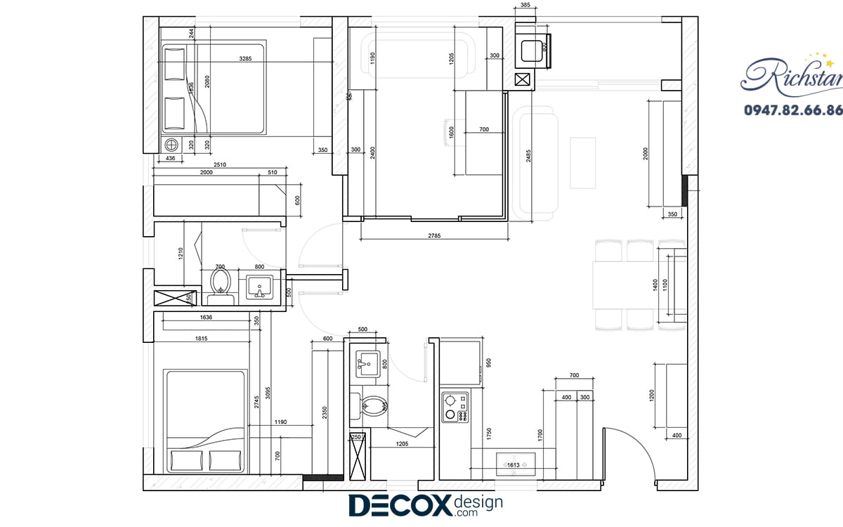 Thiết kế nội thất căn hộ Richstar 85m2 de190024tc
