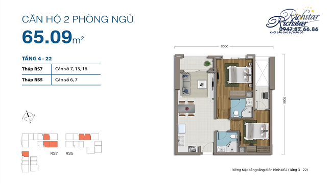 Chiêm ngưỡng thiết kế căn hộ Richstar 65m2 1 thiết kế căn hộ Richstar 65m2