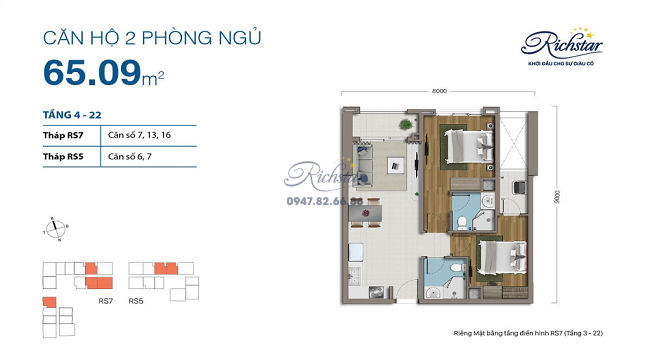 Chi tiết mặt bằng căn hộ Richstar Tân Phú 5 Mặt bằng căn hộ Richstar