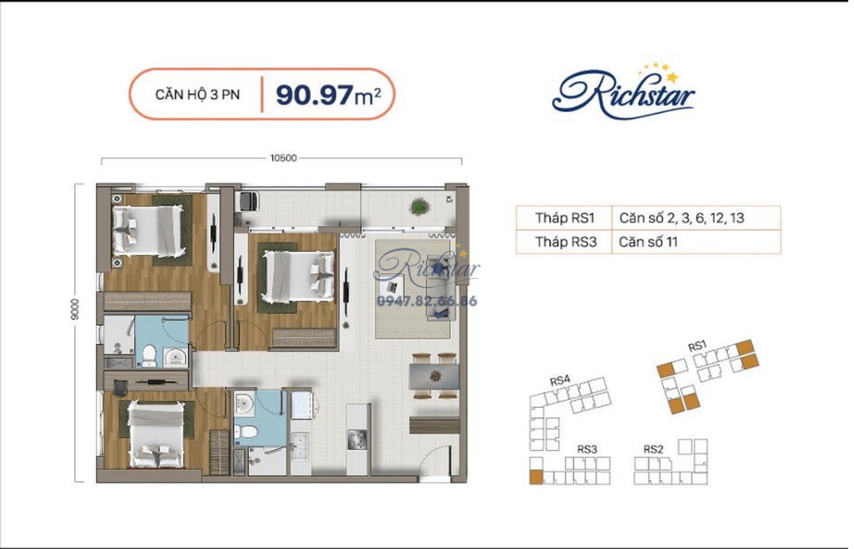 Chi tiết mặt bằng căn hộ Richstar Tân Phú 6 Mặt bằng căn hộ Richstar